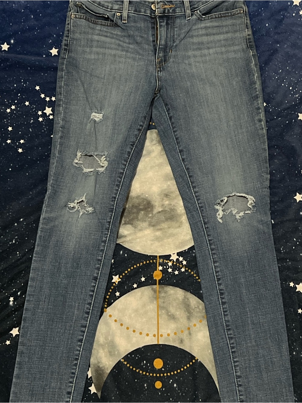 Levi's Women's Ripped Skinny Jeans - Faded Blue